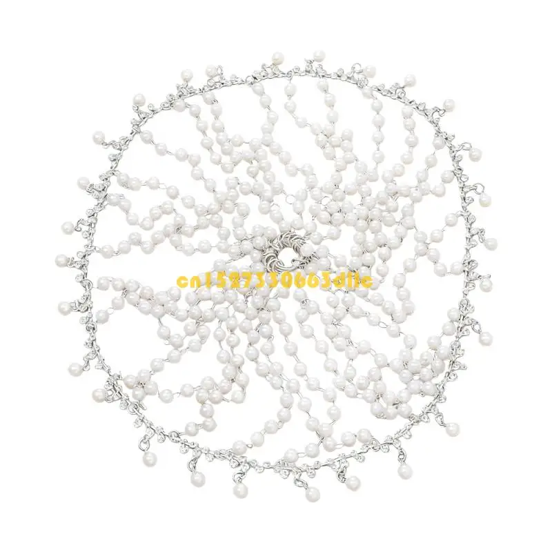 

124A сетчатый жемчуг шиньон для вечернего мероприятия стразы головной убор стильная цепочка для волос