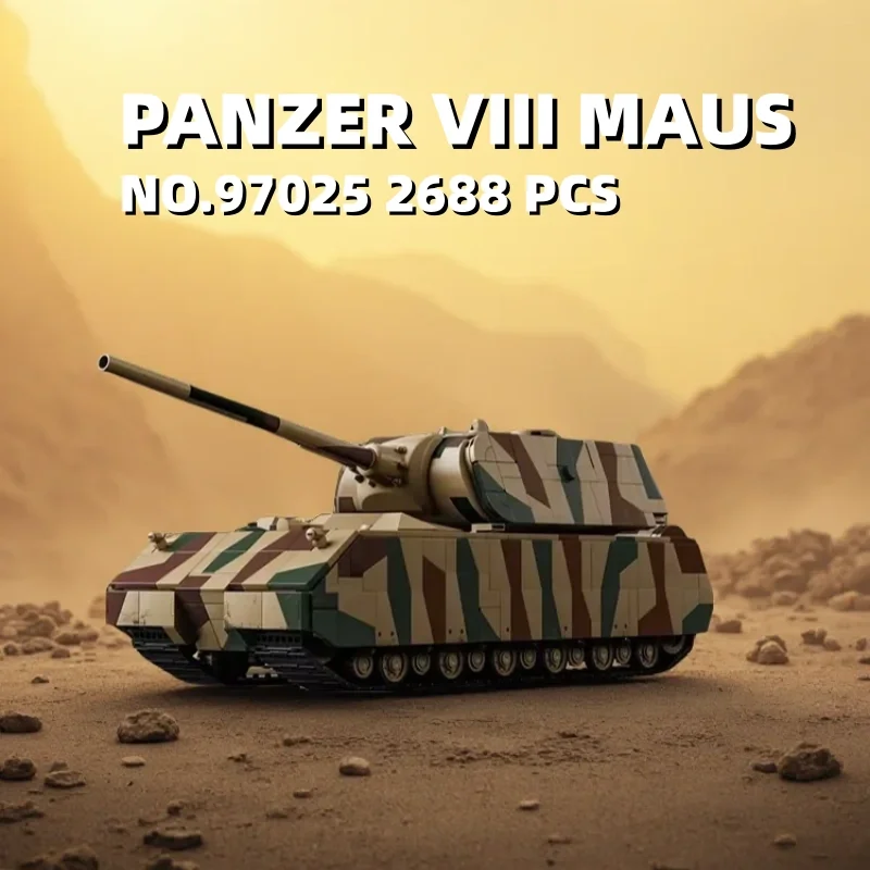 

2688pcs Maus Heavy Tank Camouflage MOC Building Blocks NO.97025 Model Toys Educational DIY Assembly Model Kit for Adults