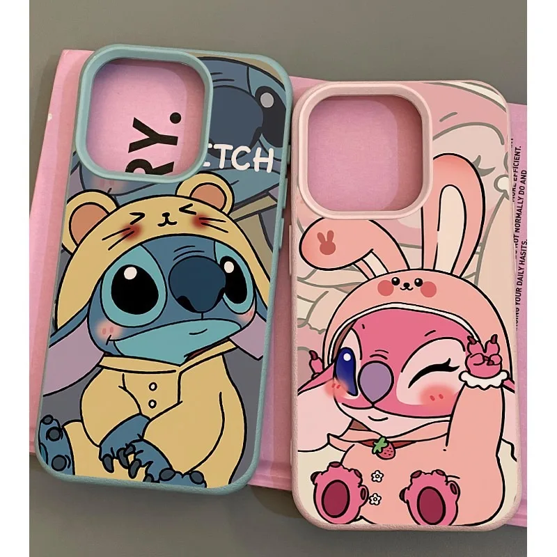 

Stitch & Angel Case for IPhone 16 Pro Max 16 Plus Shockproof Case Apple 15Pro 14 13 Cartoon Lovers Phone Case IPhone XR XS Cover