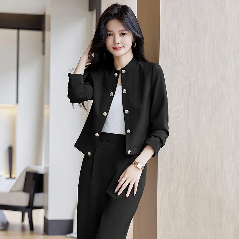 

Retro Style Coat/Wide Leg Pants Two-Piece Set2024Spring New Korean Style Short Suit Pants Advanced Sense Goddess Temperament