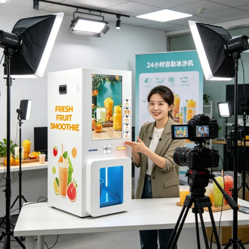 Customized Intelligent Smoothie Vending Machine White Touchscreen 10 Inch Automatic Dispenser with Custom Graphics Wi-Fi Enabled