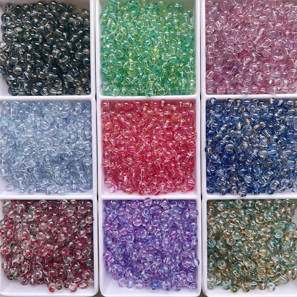 30pcs Round Smooth Clear Dream Multicolor Crystal Glass Loose Beads Wholesale For Jewelry Making DIY Charms Bracelet Necklace