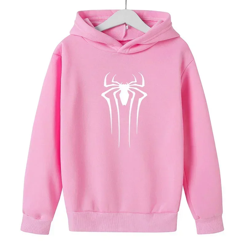 Felpa con cappuccio a maniche lunghe per bambini, autunno e inverno, per il tempo libero all'aria aperta e top comodi, divertente cartone animato con stampa ragno
