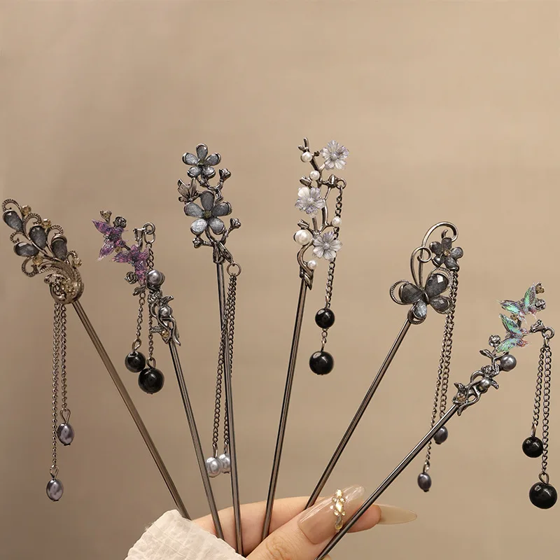 

New Chinese Style Ancient Style Tassel Flower Hairpin for Women 2025 New Style Hanfu Qipao Accessories Hairpin Headwear