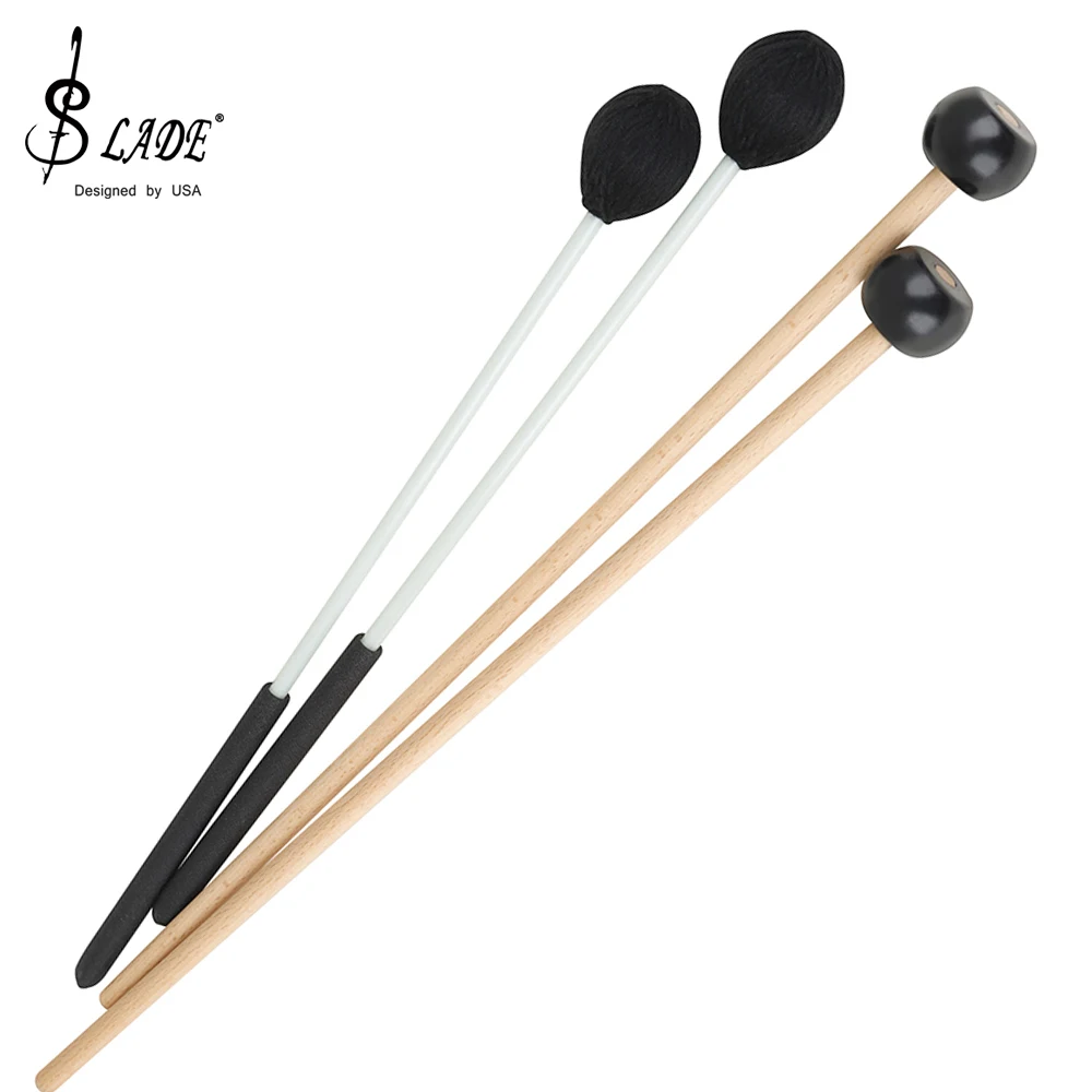 SLADE 2 Pair Marimba Drumsticks Drum Mallets Rubber Head and Wool Head Drum Sticks Percussion Instrument Parts & Accessories