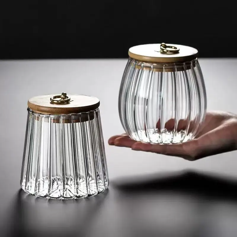 CX household high borosilicate storage tank transparent heat-resistant petal vertical pattern jar