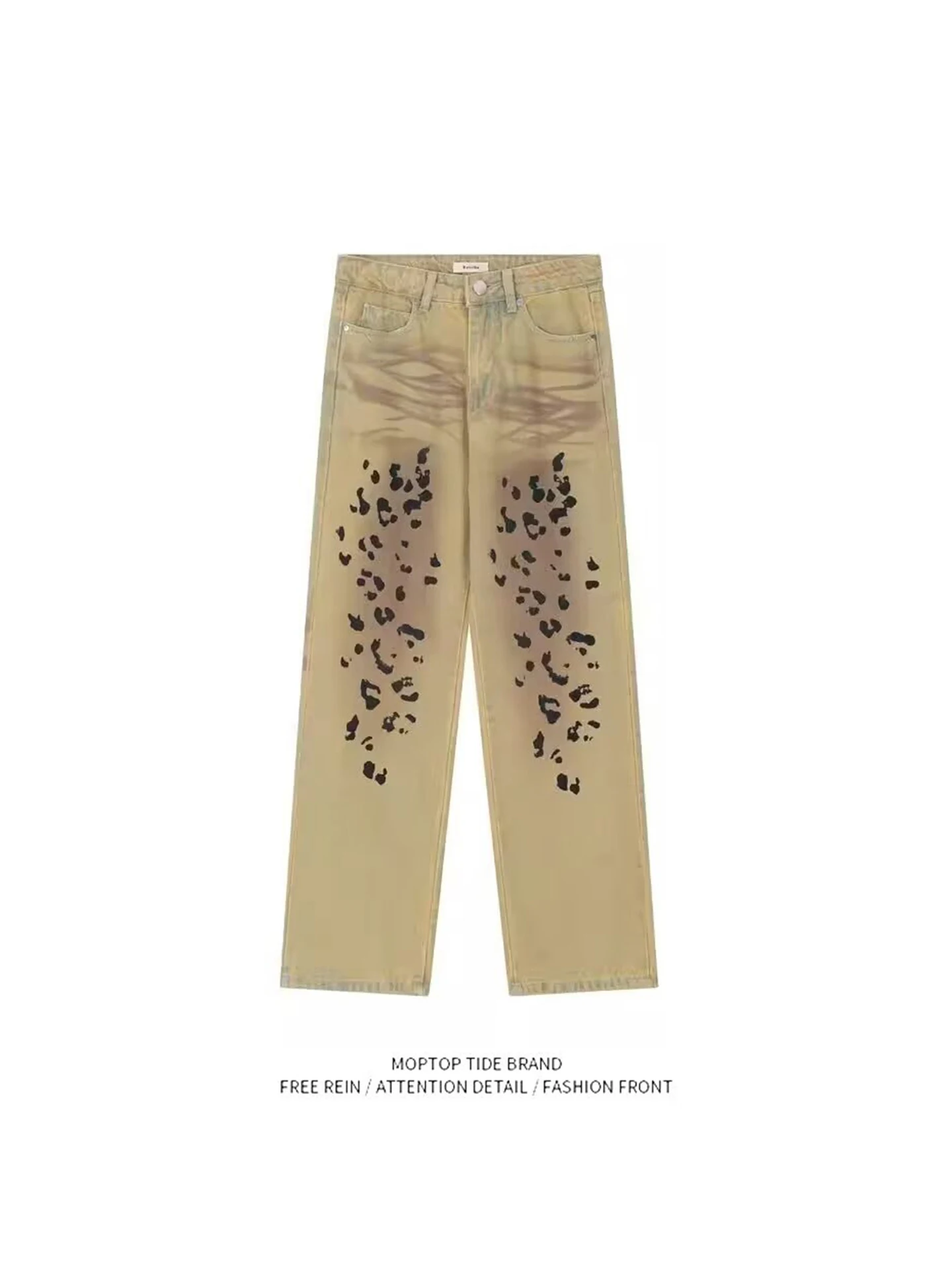 

Mr. WH Original Print Retro Casual Loose Straight Leg High Street Match All Men's Long Pants Spring Autumn American Trend Brand