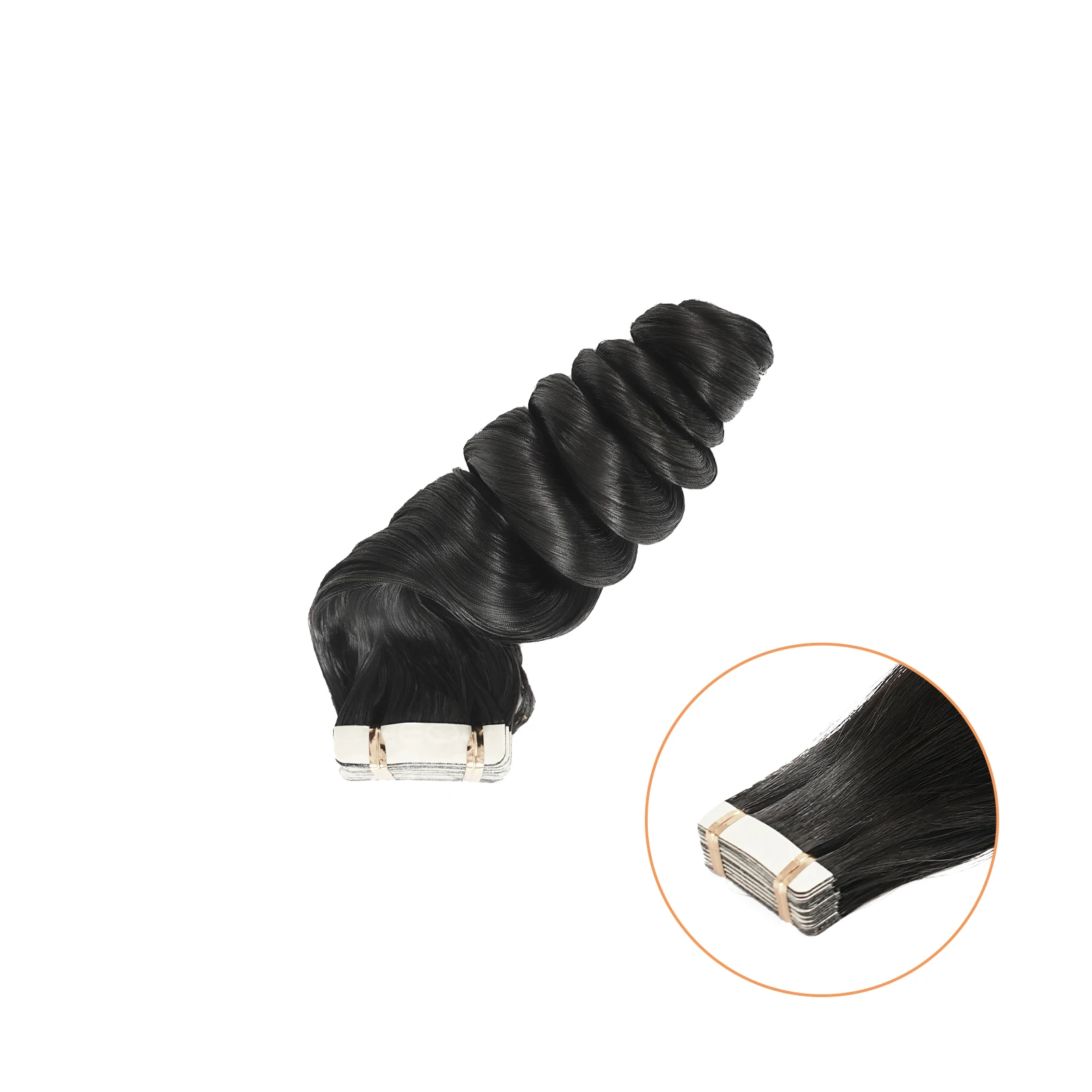 شريط موجة الجسم في وصلات الشعر البشري شريط فضفاض سلس 100% شريط لاصق غير مرئي حقيقي طبيعي للنساء 12-30 بوصة