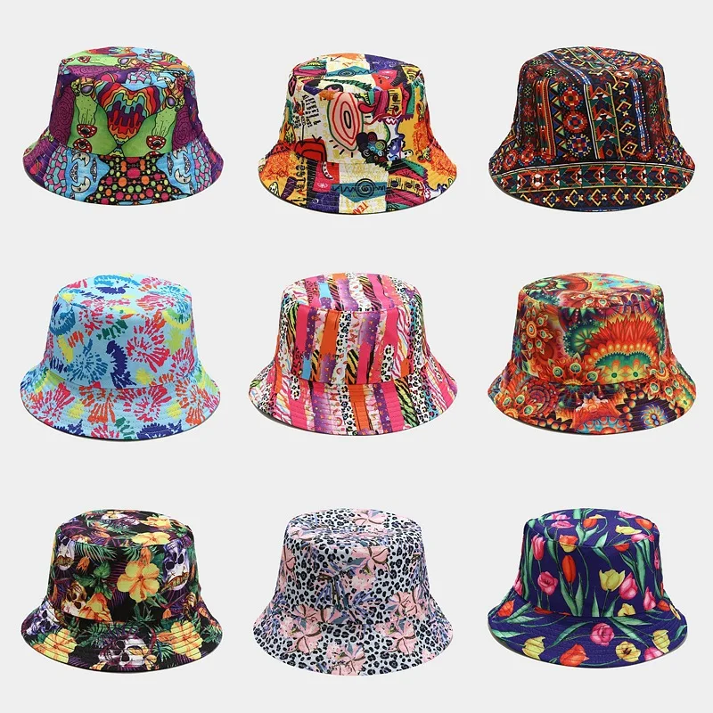 2023 Amazon New Ethnic Style Pattern Double-Sided Men & Women Trendy Outdoor Sun-Proof Bucket Hat