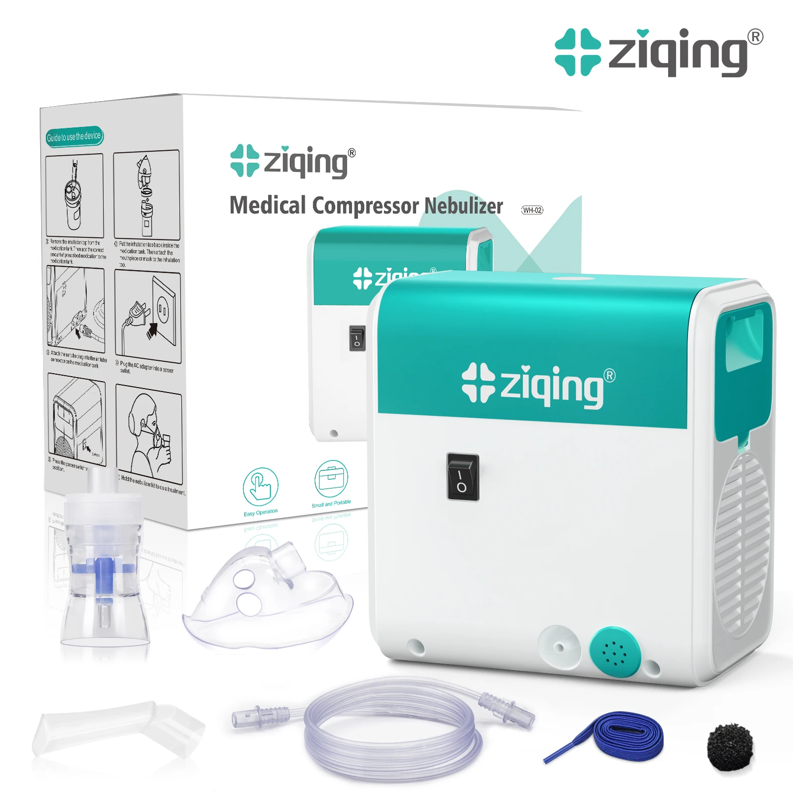 Ziqing-máquina nebulizadora portátil y silenciosa para adultos y niños, humidificador, inhalador médico, Nebulizador para asma con caja de