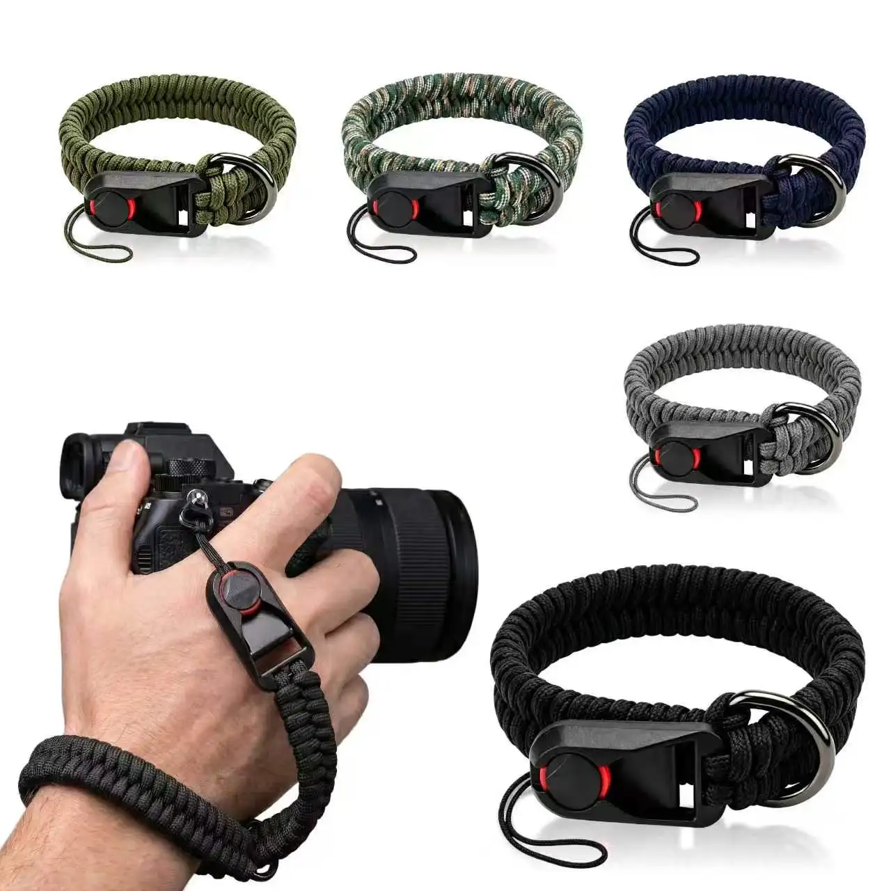 Alça de Pulso Trançada com Fivela de Liberação Rápida para Câmeras Leica, Sony, Fujifilm, Fuji, Canon e Nikon