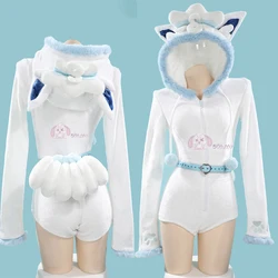 Anime Vulpix Cosplay Costume Goupix Role Pajamas White Mon Ster Tai Lmon Jumpsuit Women Dress Bunny Cos Cute Nightclub Halloween