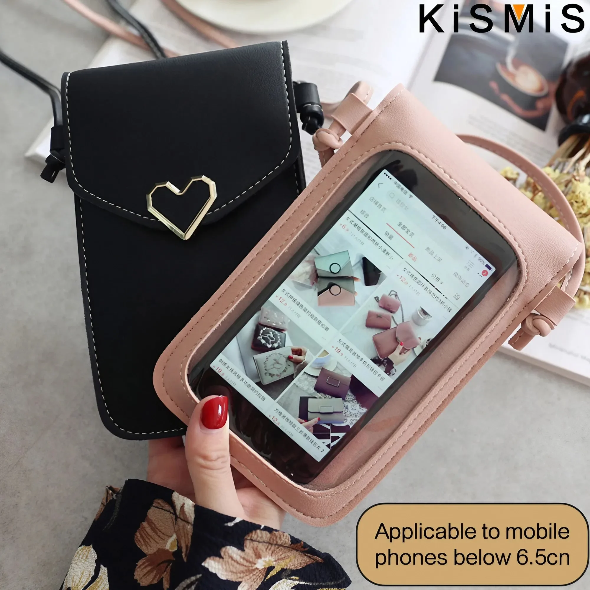 Ladies Bag  Touch Screen Mobile Phone Wallet Smart Phone Wallet Shoulder Strap Handbag for smartphones below 6.5 inches