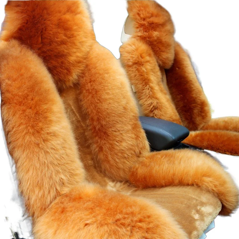 

JC Car Seat Cushion Wool Winter Australian Pure Wool Car Cushion Fur Integrated Universal Cover Warm Plush