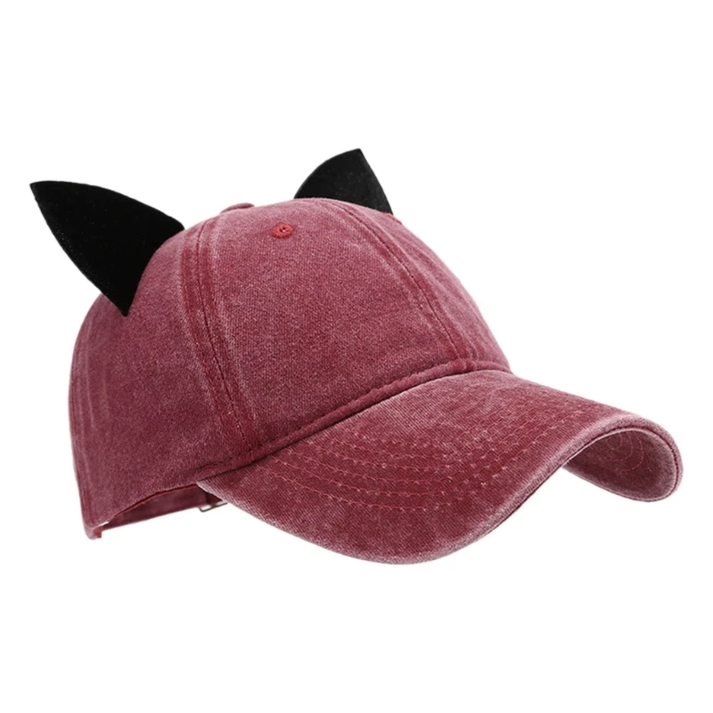 Subcultuur verstelbare honkbalhoed Kitten Ear Wide Brimmed Hat voor Photo Dropship