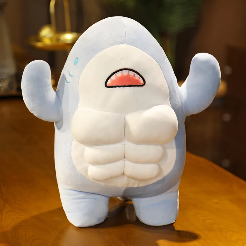 New 45CM Muscle Shark Worked Out Cute Strong Animal Pillow Gifts Shark for Girl Boyfriend