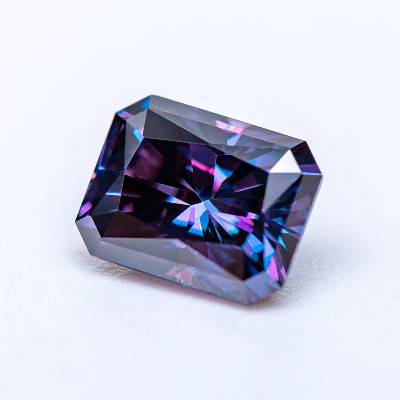 Moissanite Lab Grown Diamond Imperial Purple Color Radiant Cut Gemstone for Women Jewelry Making Materials with GRA Certificate