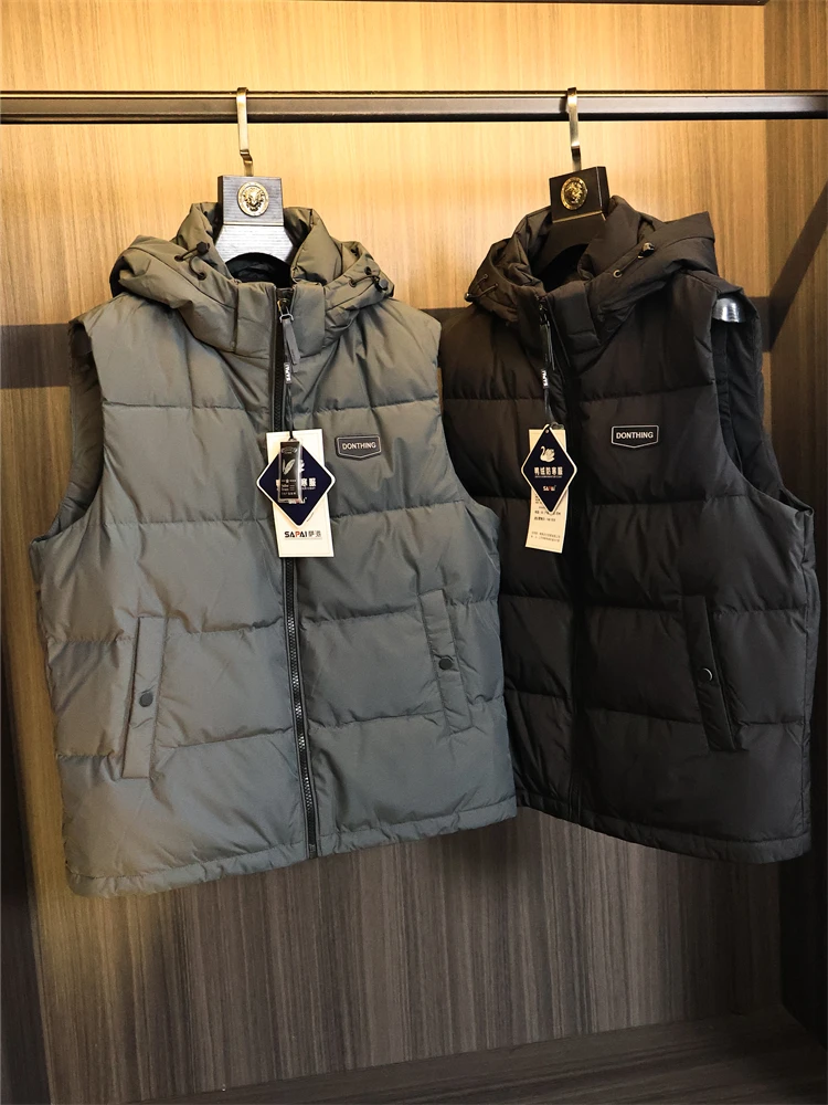 

Мужской зимний жилет Thiened с высоким пушистым теплым воротником-стойкой, хлопковая ткань Moka Sensation 90 Du down Color Faion...