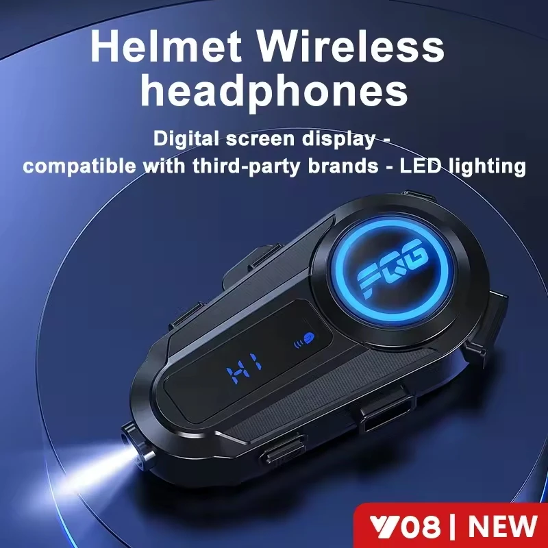 

Y08 Motorcycle Helmet Bluetooth Headset BT6.0 CVC+DSP Dual Intelligent Noise Reduction Intercom 1000mAh Waterproof MP3 Player