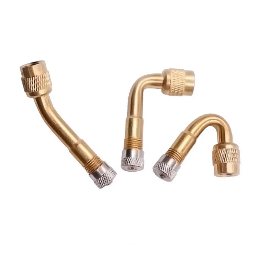 Car Motorcycle Bike Scooter Extenders Nozzle with Flexible Angle Options 3pcs Brass Tire Valve Extension Set 45/90/135 for Car
