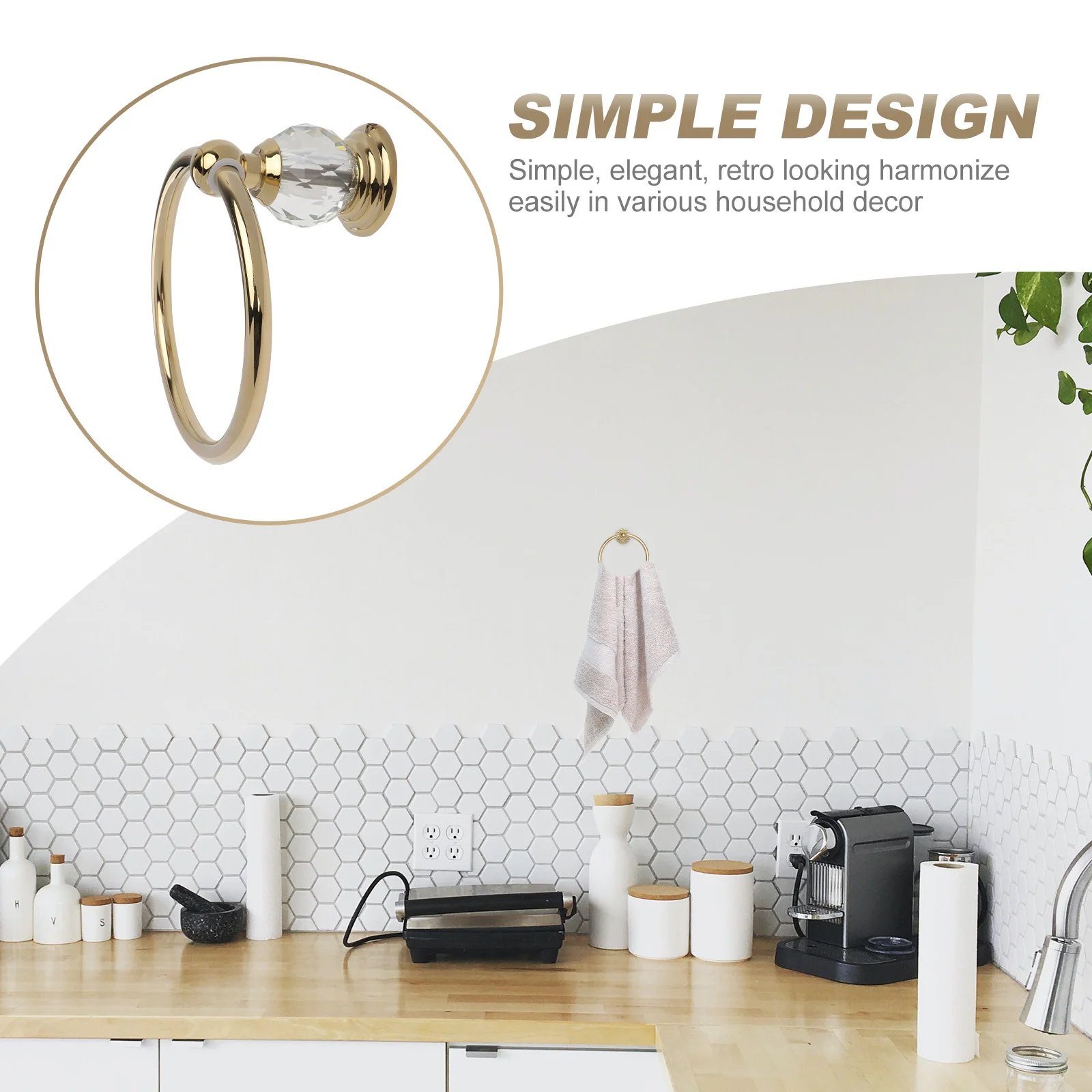 

1Pcs Golden Color Bathroom Towel Ring Wall Mounted Stainless Steel Retro Design Space Saving Towel Hanger Rust Proof Durable