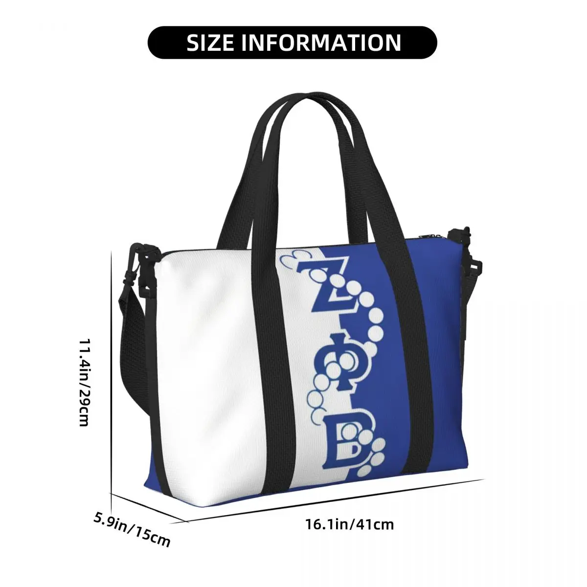 Bolsa tote grande personalizada com logotipo Zeta Phi Beta para mulheres ZOB Sorority ombro compras praia academia bolsa de viagem