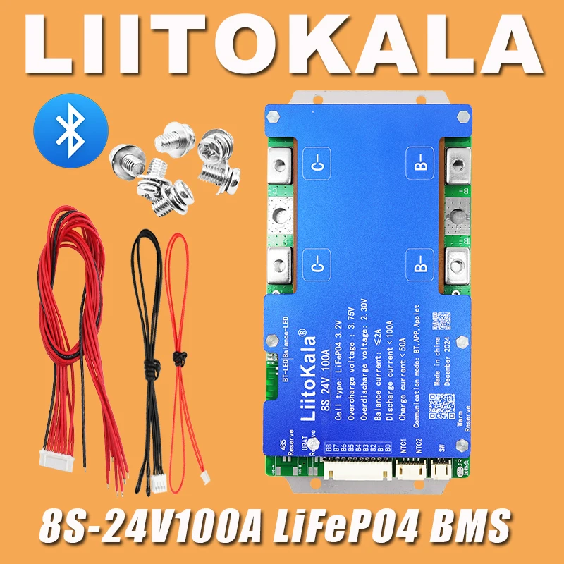 LiitoKala الذكية واي فاي BMS 100A Lifepo4 4S 12V 8S 24V 16S 48V 100A بلوتوث نظام العاكس الشمسي LFP تخزين الطاقة BT EV RV