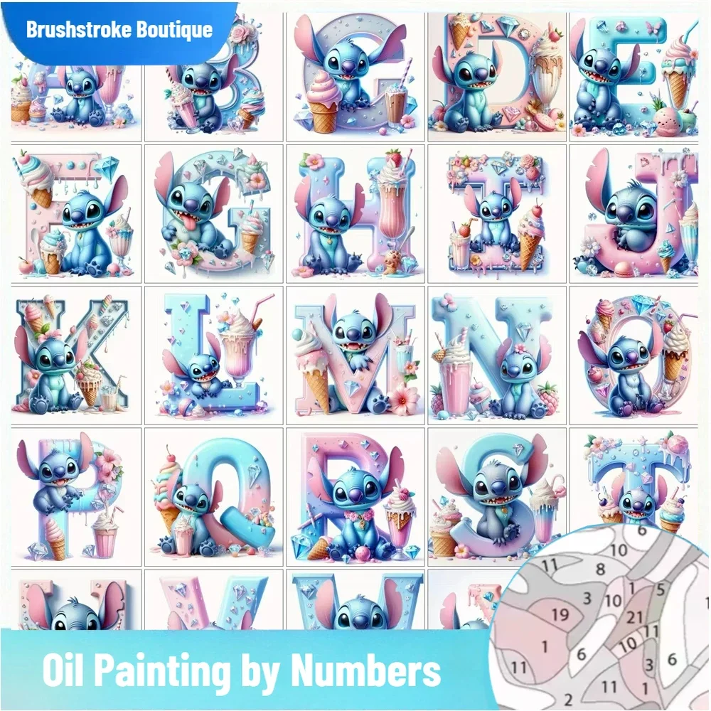 

Безрамная цифровая картина маслом по номерам, вышивка мультфильмами, Новое поступление, 26 букв, краска с номерами, домашний декор, настенная A