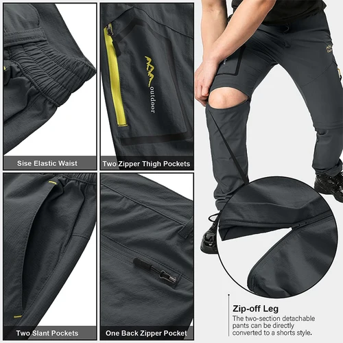 Imagen 2 del producto Pantalones tácticos de senderismo de primavera para hombre, ropa de pesca desmontable impermeable, ropa de escalada, pantalones Anti-UV de secado rápido