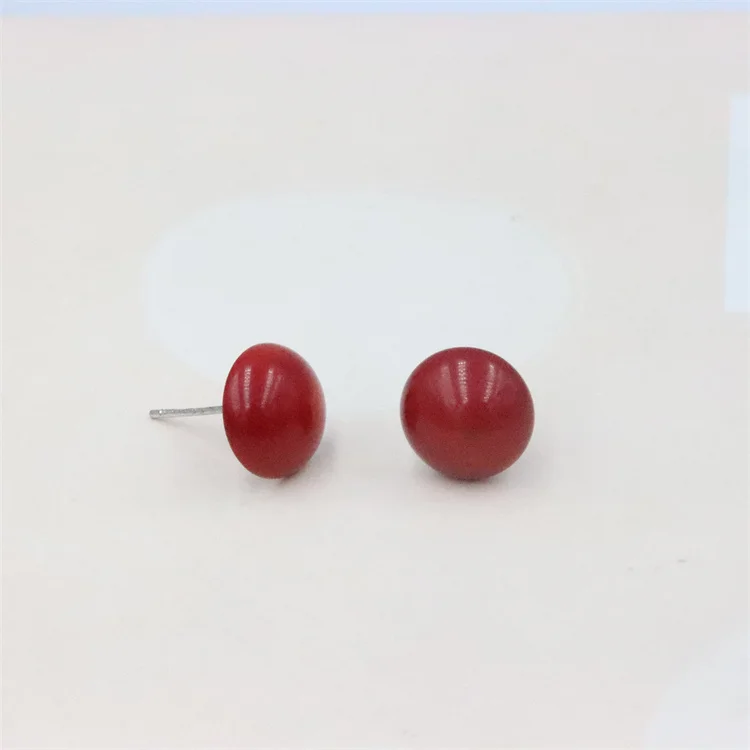 ZFSILVER100% 925 Sterling Silver For Women Sweet Vintage Femme Gift Red Sea Bamboo Coral Stud Earring Party Engagement Wedding