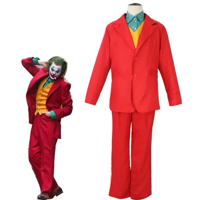 Adult Kids Movie Joker Arthur Fleck Cosplay Costumes Joaquin Phoenix Kids Adult Suits+Vest+T-shirt+Pants Clown Party Halloween