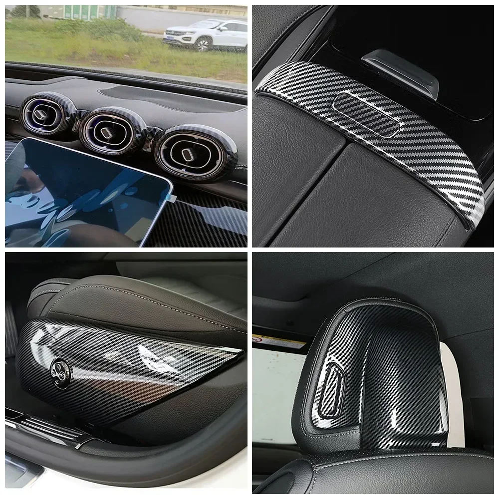 For Mercedes Benz C Class W206 C200 C220 C260 C300 2022 2024 Car Center Console Part Refit Decorate Trim Carbon Fiber Sticker