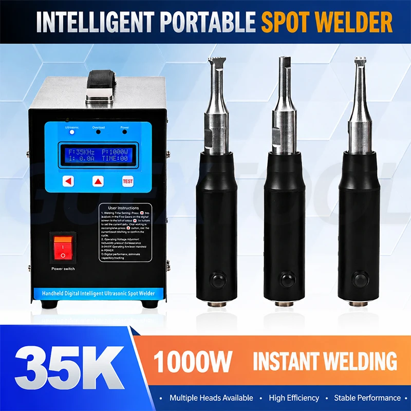 1000W Intelligent Handheld Spot welding machine 35K Ultrasonic Spot Welding Machine High-frequency Fabric Plastic Welding