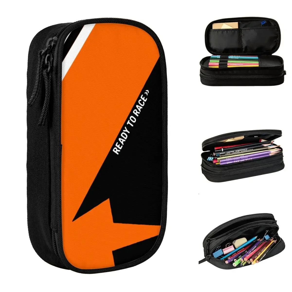 Classic Ready To Race Motocross Race Pencil Case Pencilcases Pen Holder for Student Large Storage Bag School Supplies Stationery