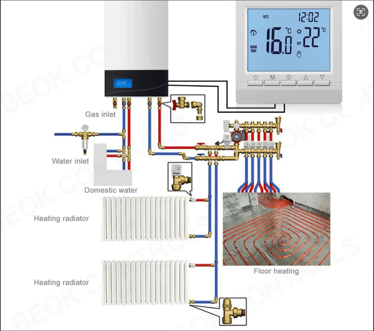 Digital Heating Thermostat Gas Boiler Battery Operated Heating Thermostat Room Boiler Thermostat Digital Temperature Controller