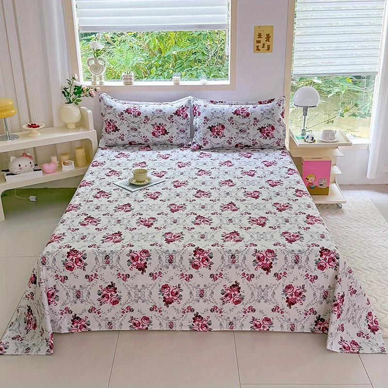 1pc Bed Sheet Flower Printed Top Sheets Single/Queen/King Bedsheet for Double Beds Floral Flat Bed Sheet(without pillowcase)