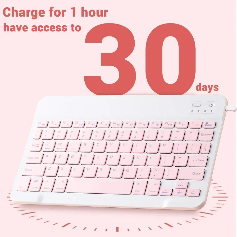10inch Bluetooth Wireless Keyboard Rechargeable For Mobile Phones Tablet Russian Spanish French AZERT For Android ios Windows