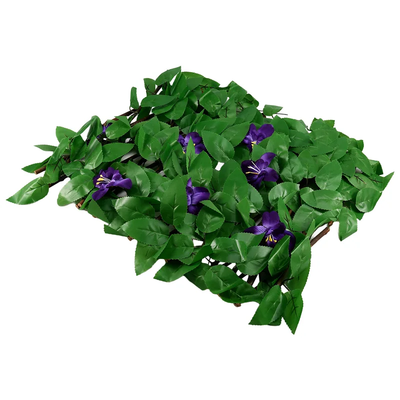 T98C-Adjustable Retractable Fence Expanding Trellis Decorative Garden Trellis Panel Withviolet Flowers 40Cm