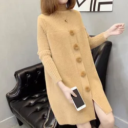 Fashion Half High Collar Knitted Spliced Casual Sweaters Female Clothing 2023 Autumn New Korean Pullovers Loose Commute Tops