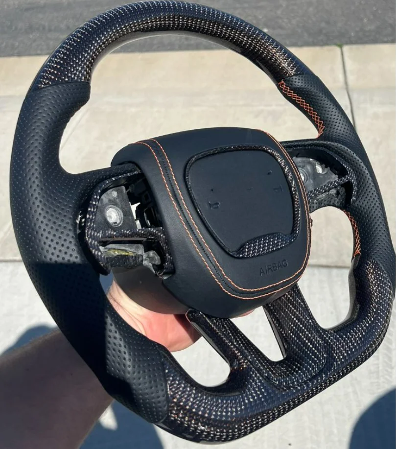 Custom made carbon fiber steering wheel for Doge Charger (22 scatpack widebody) (FB)