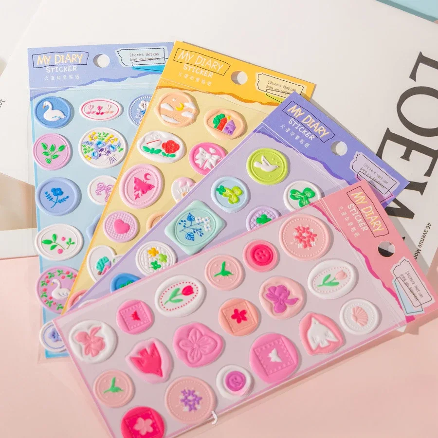 1Pcs Wax Seal Stamp Sticker Cute Cartoon Three-dimensional Multi-color Pattern DIY Scrapbooking Envelope Sealing Tags