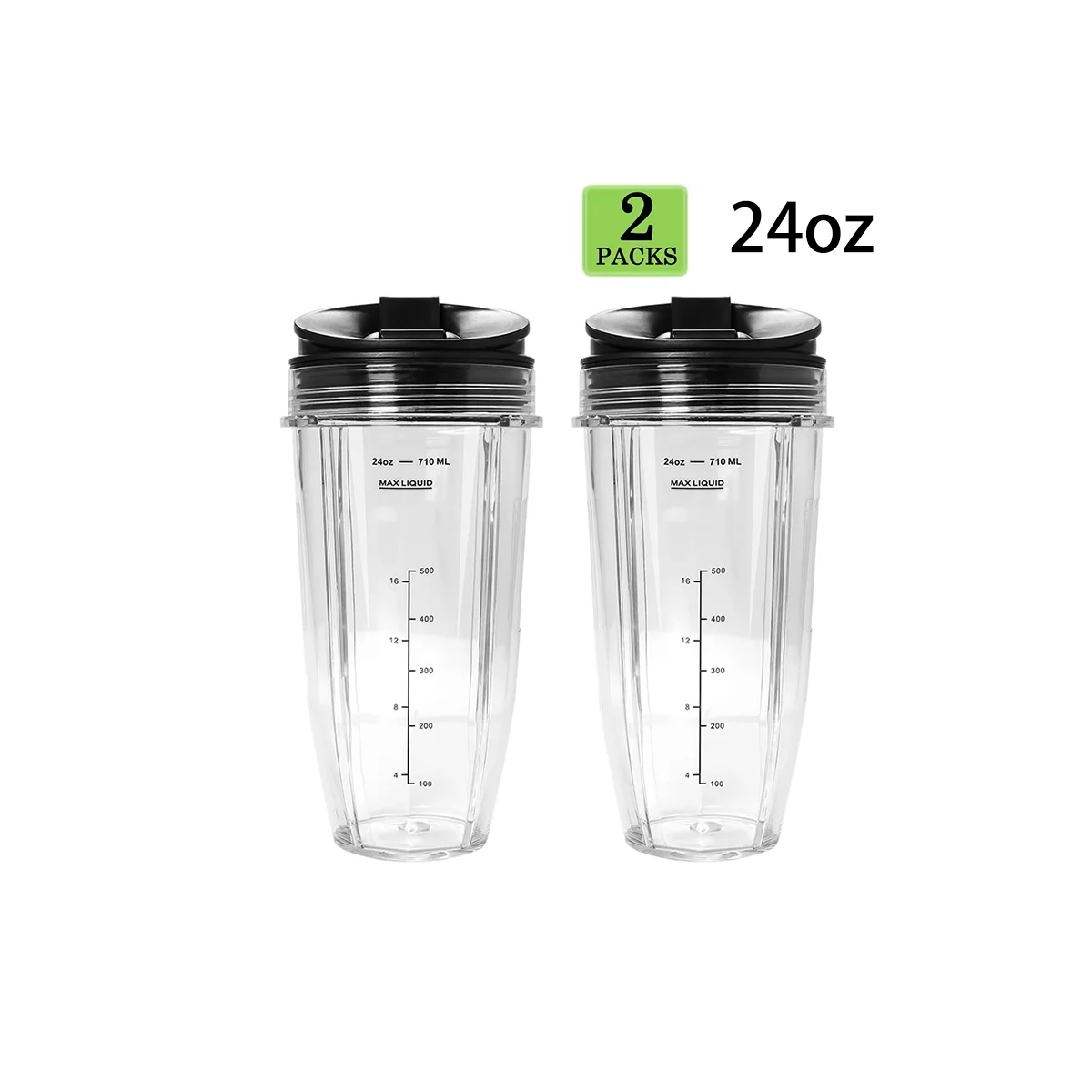 EQAZ-2 パック交換用 24 オンス カップ 注ぎ口蓋付き Nutri Ninja Auto IQ シリーズ ブレンダー BL450/BL454/BL456/BL480/BL481 用