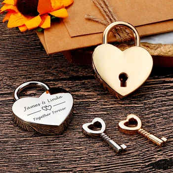 Personalisiertes Herz-Vorhängeschloss, individueller Name, Paar-Liebesschloss mit Schlüssel, Modeschmuck für Sie, Valentinstag, Hochzeitsgeschenke