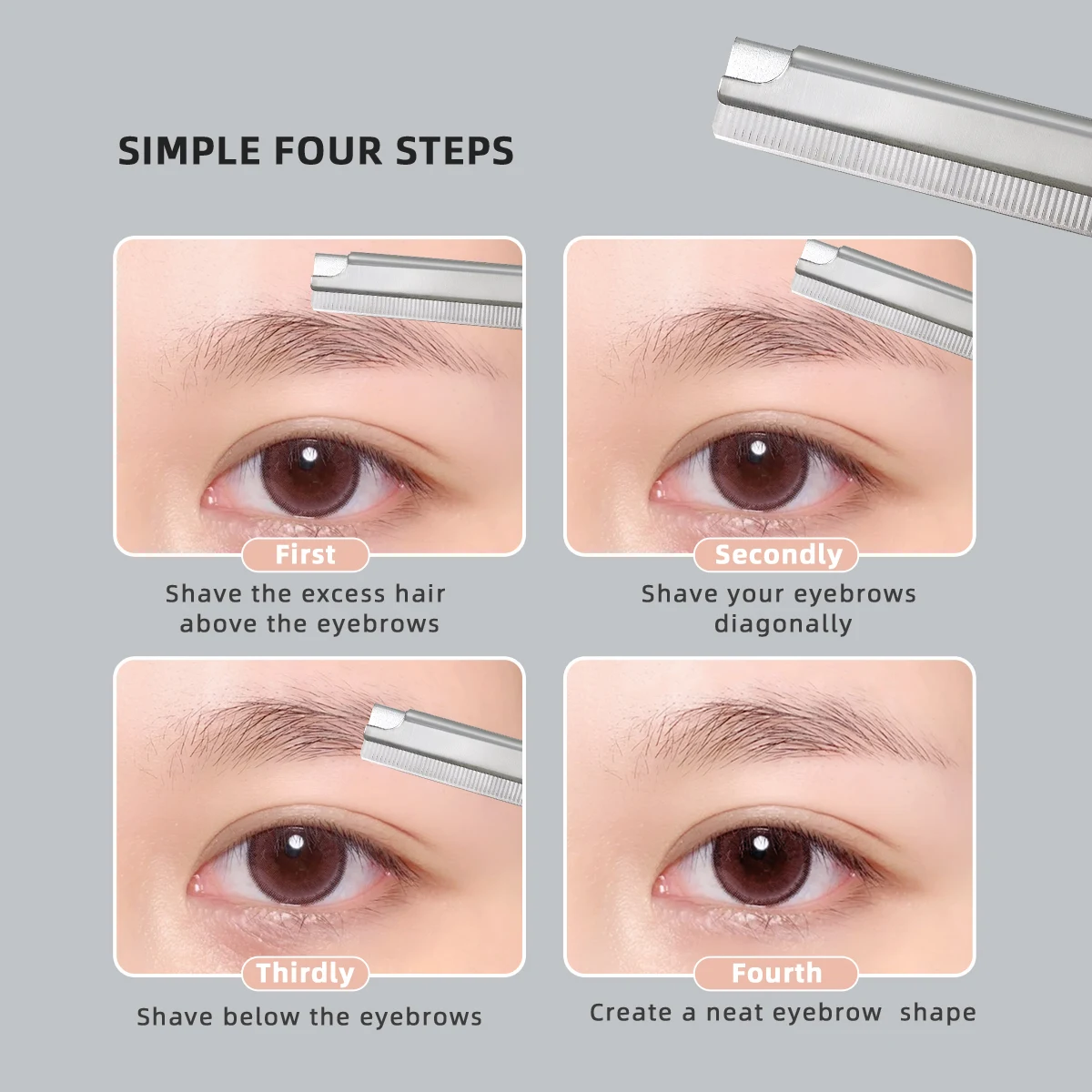 2er-Pack Rasiermesser Augenbrauen-Trimmer, Edelstahl-Haartrimmer, Professioneller Gesichts-Augenbrauenrasierer, nur für Männer und Frauen. – Detail 4
