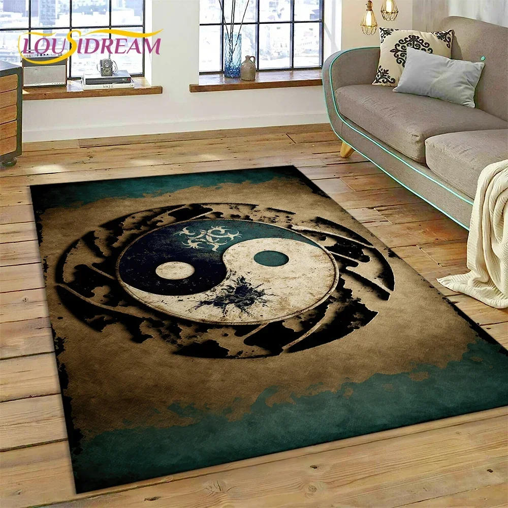 Yin Yang Harmony Area Rug – Nature-Inspired Circle Design for Bedroom or Living Room, Serene Zen Decor for Mindful Spaces