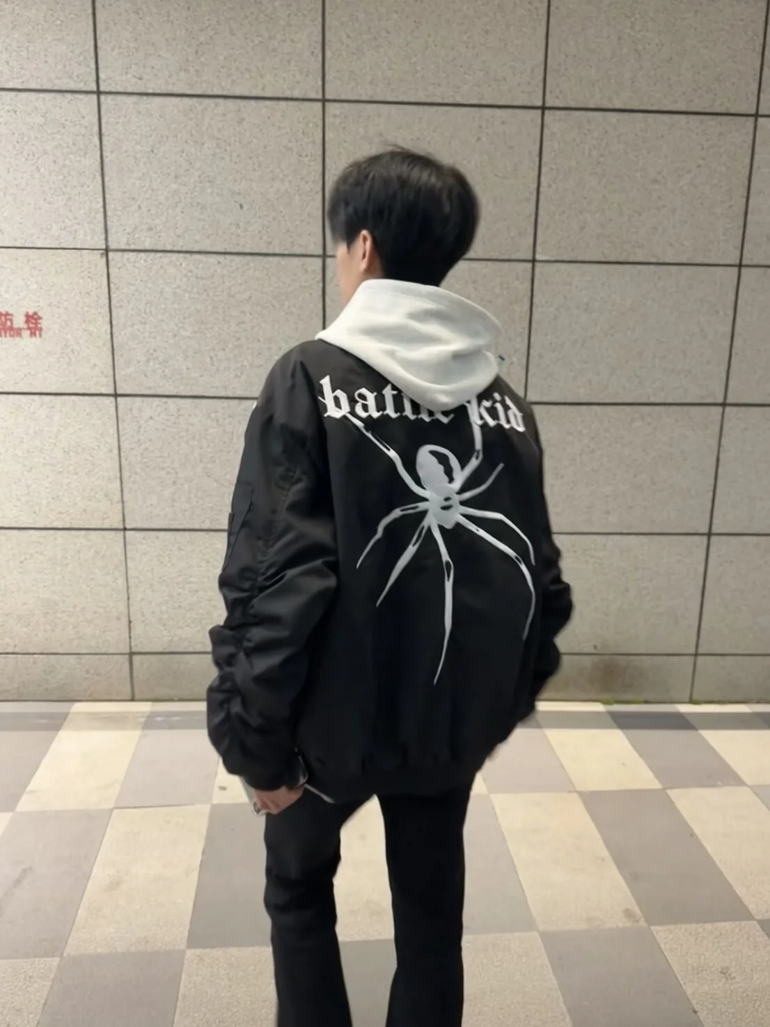 

Loose Fit American Sle Embroidered Spider Flight Jaet Bla Baseball Vest Men's Spring Autumn Zipper Versatile Outerwear