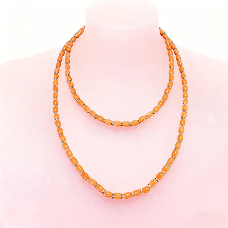 

90 см бамбуковый коралловый длинный свитер с бисером, модное женское ожерелье с воротником, богемное африканское ожерелье, ювелирные изделия, подарки, аксессуары