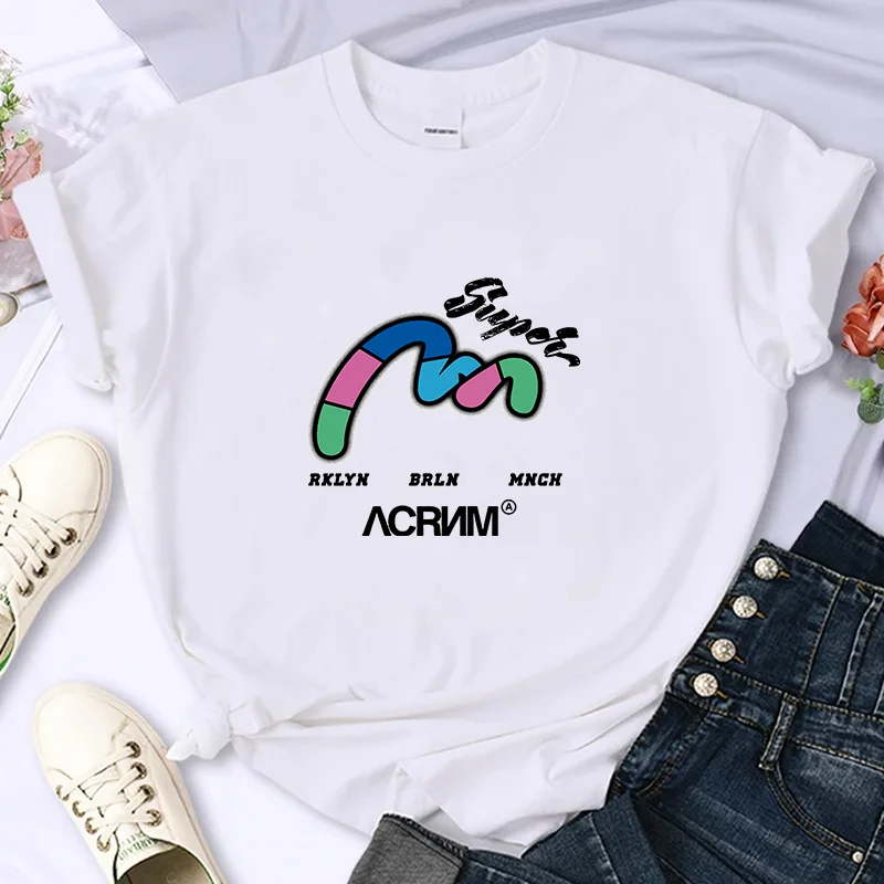 

For Women's Luxury BrandHigh-Quality Summer Funny Print T-shirt 100% Cotton Casual Oversized Y2k Personality Sleeve O-neck