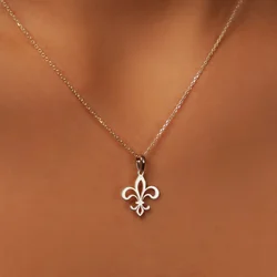 Gold plated sterling silver exquisite Fleur de lis necklace pendant, unique Fleur de lis charm, summer jewelry gift for her