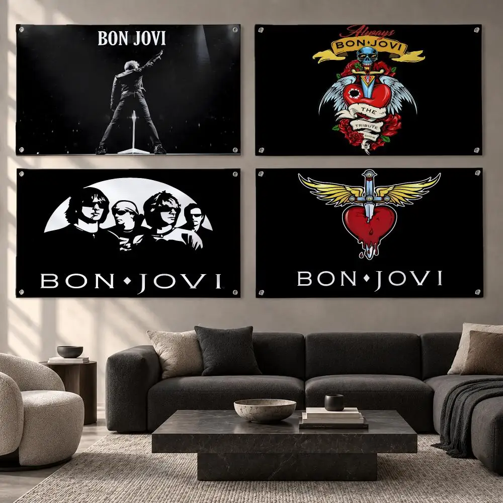 Band B-Bon Jovi Flags Fabric Pennant Banner, Apt Wall Decor, Living Corner, Bedroom, Studio, E-sports Room